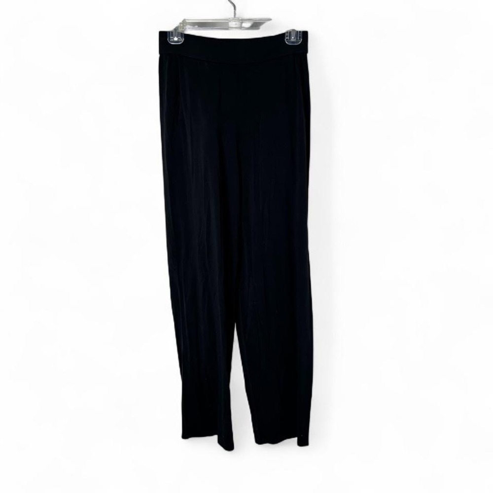 Eileen Fisher black high-waisted wide-leg flowy trousers Size: PP/PTP